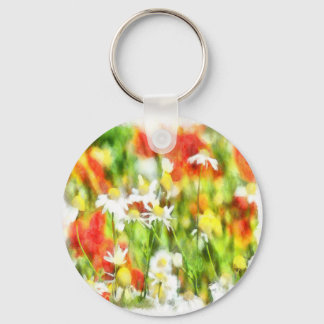 The Colors Of Spring On A Sunny Day Watercolor Key Ring
