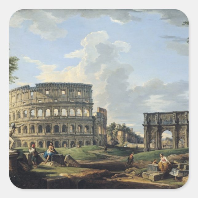 The Colosseum and the Arch of Constantine Square Sticker (Front)