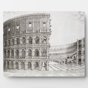 The Colosseum, built in AD 80 (engraving) Plaque