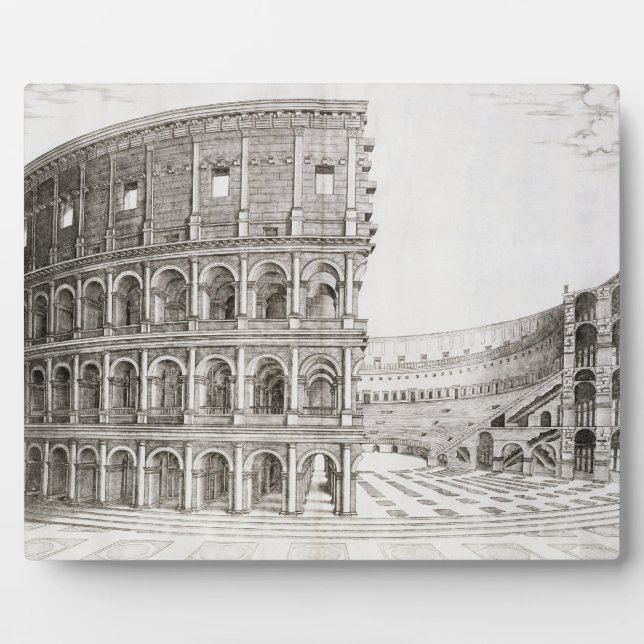 The Colosseum, built in AD 80 (engraving) Plaque (Front)