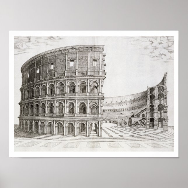 The Colosseum, built in AD 80 (engraving) Poster (Front)