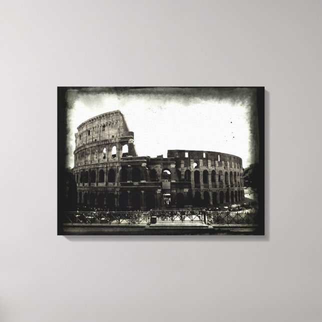 The Colosseum in Black and White Canvas Print (Front)