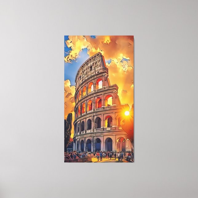The Colosseum Painting at Sunset Rome, Italy  Canvas Print (Front)