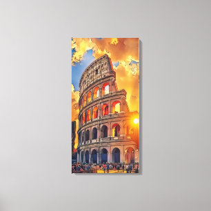 The Colosseum Painting at Sunset Rome, Italy Canvas Print