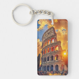 The Colosseum Painting at Sunset Rome, Italy Key Ring