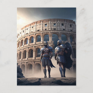The Colosseum Rome Italy with Gladiators Postcard