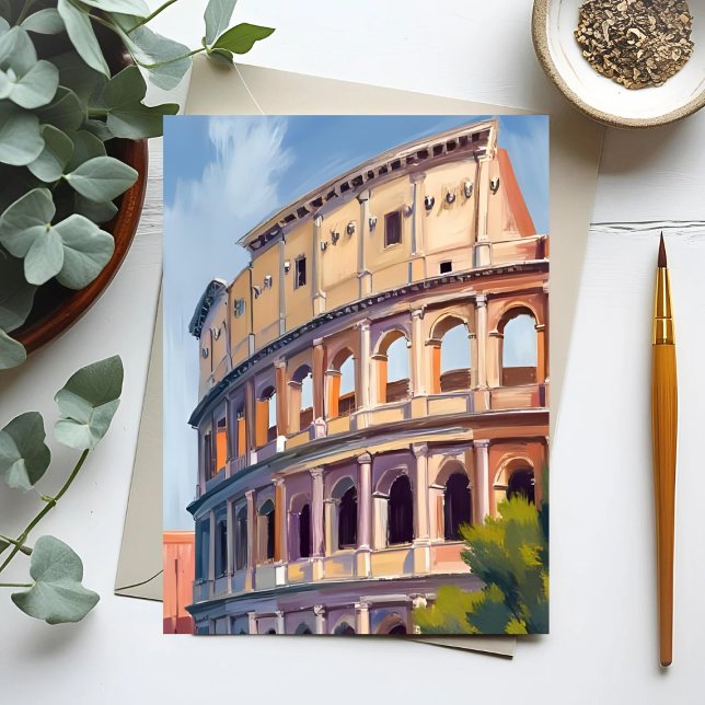 The Colosseum Rome Watercolor Travel  Postcard (Creator Uploaded)