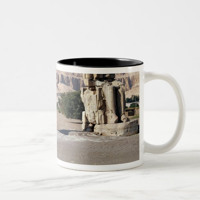 The Colossi of Memnon, statues of Amenhotep Two-Tone Coffee Mug (Right)
