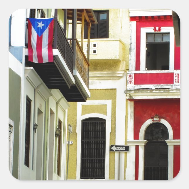 the colour of old San Juan Puerto Rico Square Sticker (Front)