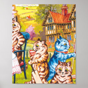 The Colourful Dancing Psychedelic Cats Louis Wain Poster