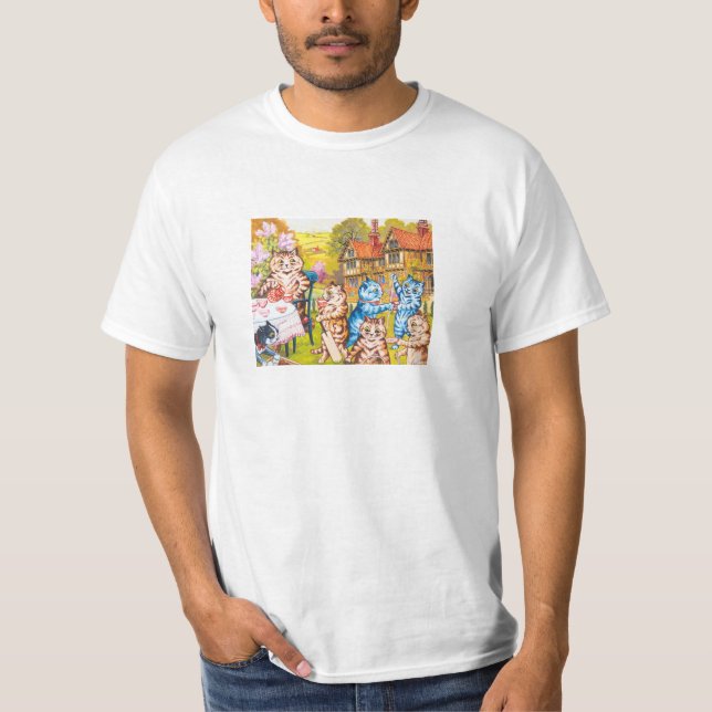 The Colourful Dancing Psychedelic Cats Louis Wain T-Shirt (Front)