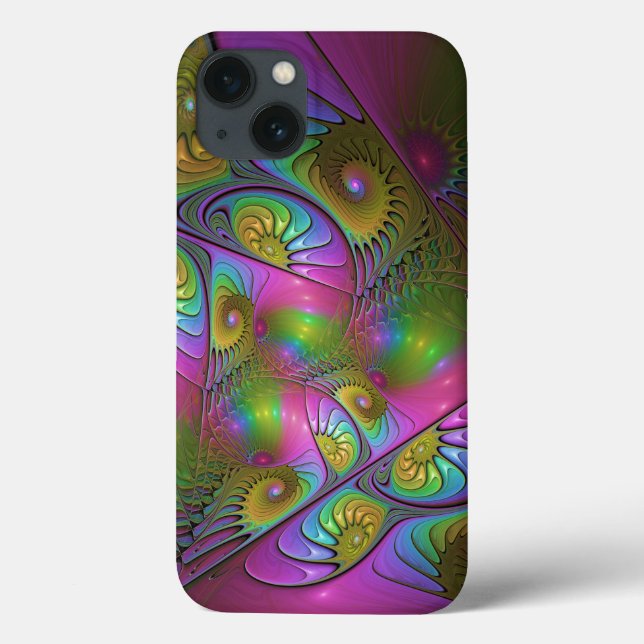 The Colourful Luminous Modern Abstract Fractal Art Case-Mate iPhone Case (Back)