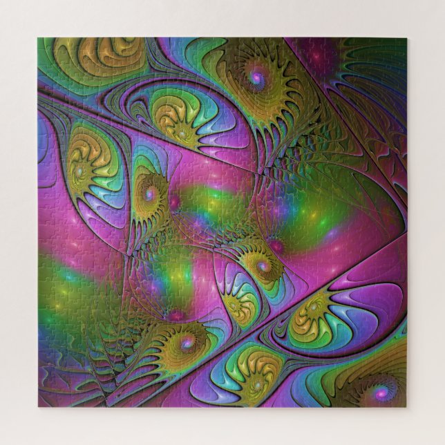 The Colourful Luminous Modern Abstract Fractal Art Jigsaw Puzzle (Vertical)