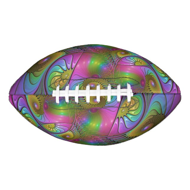 The Colourful Luminous Trippy Abstract Fractal Art American Football (Front)