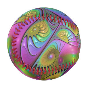 The Colourful Luminous Trippy Abstract Fractal Art Baseball
