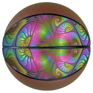 The Colourful Luminous Trippy Abstract Fractal Art Basketball