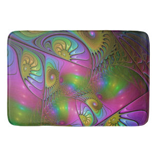 The Colourful Luminous Trippy Abstract Fractal Art Bath Mat