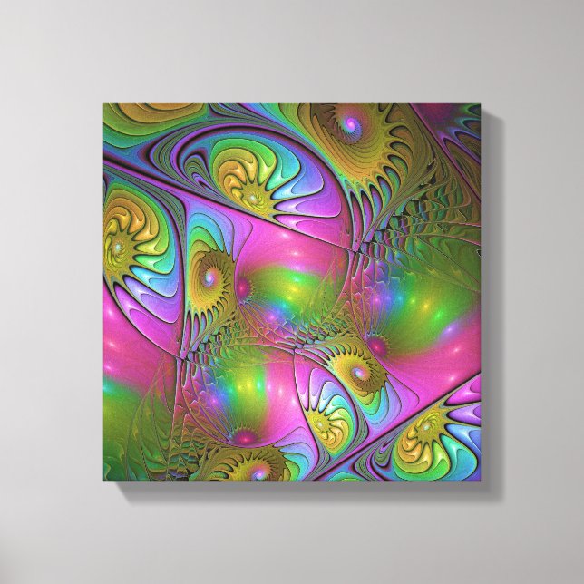 The Colourful Luminous Trippy Abstract Fractal Art Canvas Print (Front)