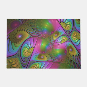The Colourful Luminous Trippy Abstract Fractal Art Doormat