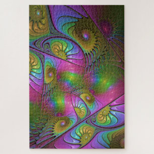 The Colourful Luminous Trippy Abstract Fractal Art Jigsaw Puzzle