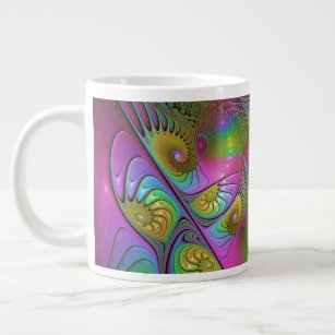 The Colourful Luminous Trippy Abstract Fractal Art Large Coffee Mug