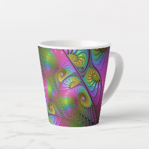 The Colourful Luminous Trippy Abstract Fractal Art Latte Mug