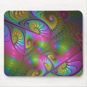 The Colourful Luminous Trippy Abstract Fractal Art Mouse Mat