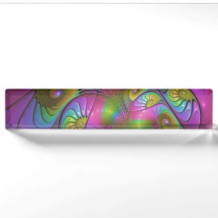 The Colourful Luminous Trippy Abstract Fractal Art Nameplate