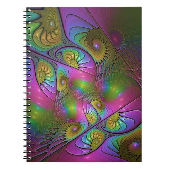 The Colourful Luminous Trippy Abstract Fractal Art Notebook (Front)
