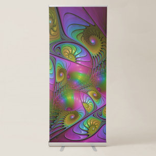 The Colourful Luminous Trippy Abstract Fractal Art Retractable Banner