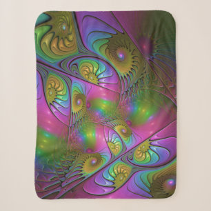 The Colourful Luminous Trippy Abstract Fractal Art Sherpa Blanket
