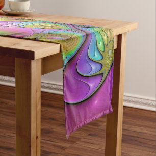 The Colourful Luminous Trippy Abstract Fractal Art Short Table Runner