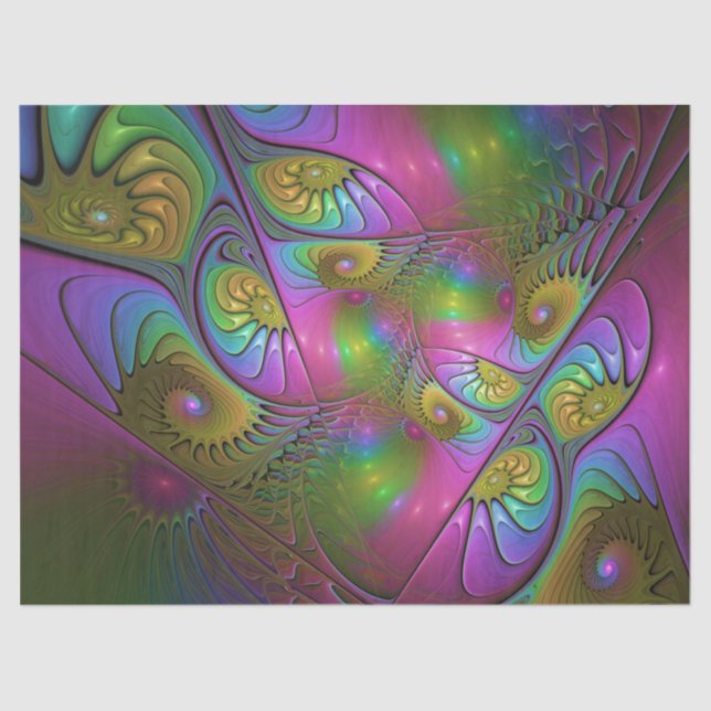The Colourful Luminous Trippy Abstract Fractal Art Tissue Paper (Front)