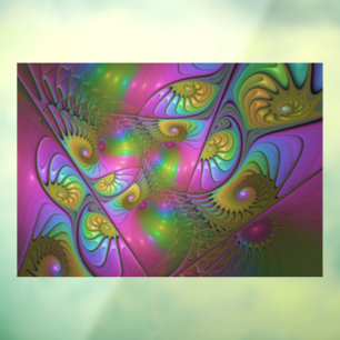 The Colourful Luminous Trippy Abstract Fractal Art Window Cling