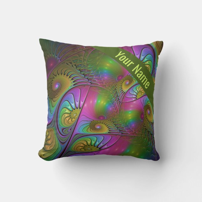 The Colourful Luminous Trippy Abstract Fractal Nam Cushion (Front)
