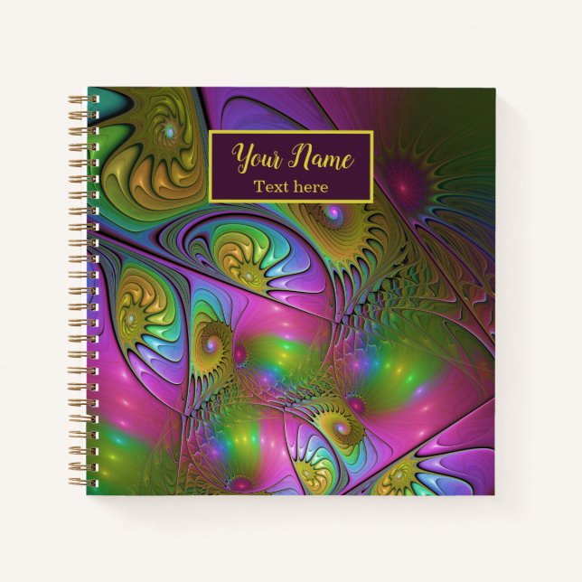 The Colourful Luminous Trippy Abstract Fractal Nam Notebook (Front)