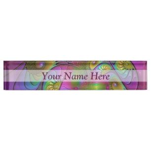 The Colourful Luminous Trippy Abstract Fractal Tex Nameplate