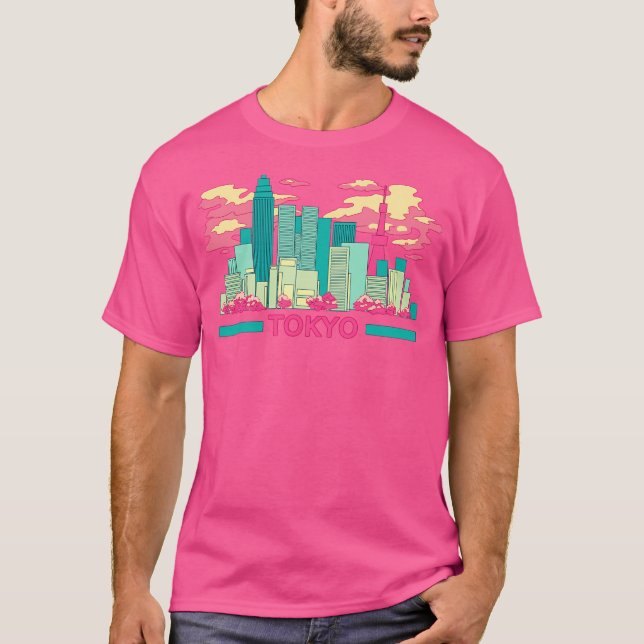 The Colourful Tokyo Skyscrapers And The Cherry Blo T-Shirt (Front)