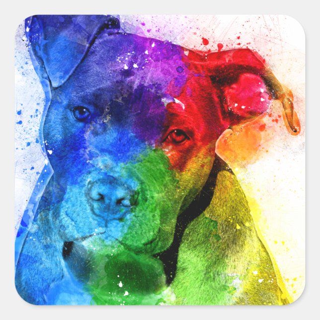 The colours of Love are a Pitbull Square Sticker (Front)