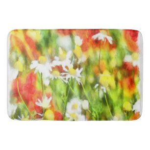 The Colours Of Spring On A Sunny Day Watercolor Bath Mat