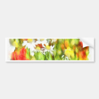 The Colours Of Spring On A Sunny Day Watercolor Bumper Sticker