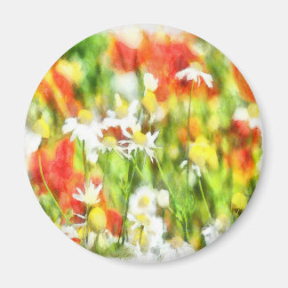 The Colours Of Spring On A Sunny Day Watercolor Magnet