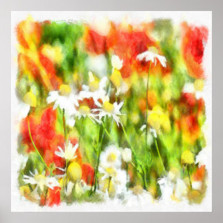The Colours Of Spring On A Sunny Day Watercolor Poster
