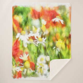 The Colours Of Spring On A Sunny Day Watercolor Sherpa Blanket