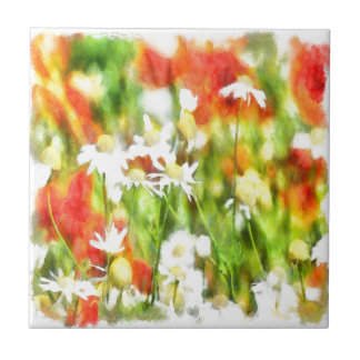 The Colours Of Spring On A Sunny Day Watercolor Tile