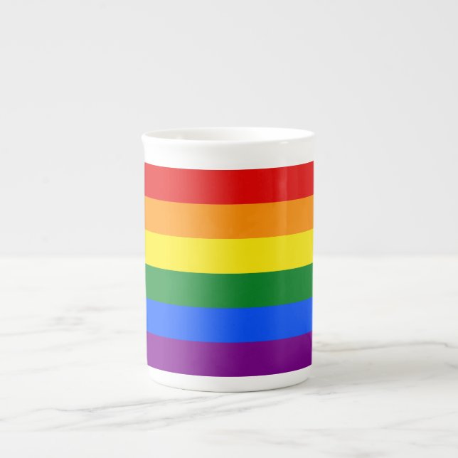 The colours of the rainbow bone china mug (Front)