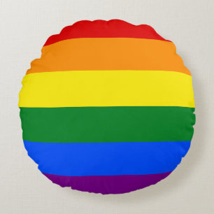 The colours of the rainbow round cushion