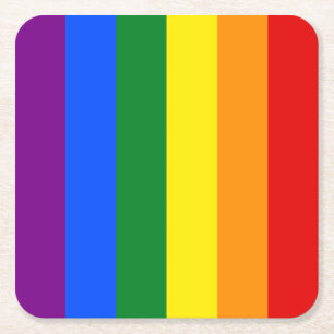 The colours of the rainbow square paper coaster