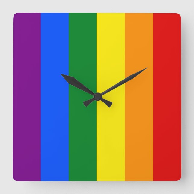 The colours of the rainbow square wall clock (Front)