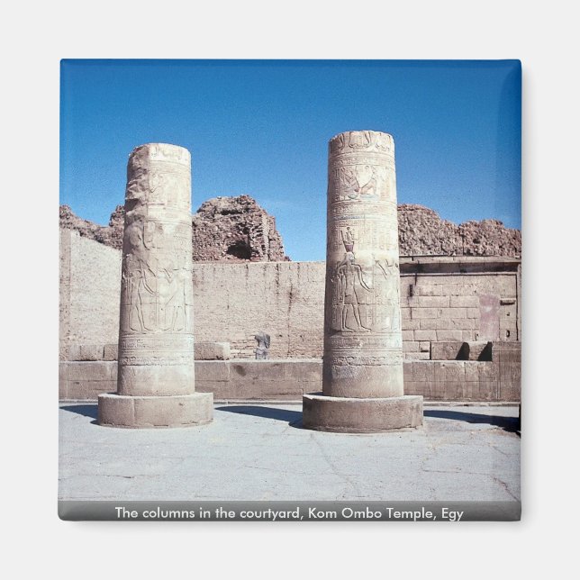 The columns in the courtyard, Kom Ombo Temple, Egy Magnet (Front)